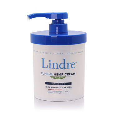 Lindre Maximum Strength Hemp Cream (with Menthol) for Joint and Muscle Recovery. Back, Neck, Knees, Hands, Itch. Dermatologist Tested 16oz