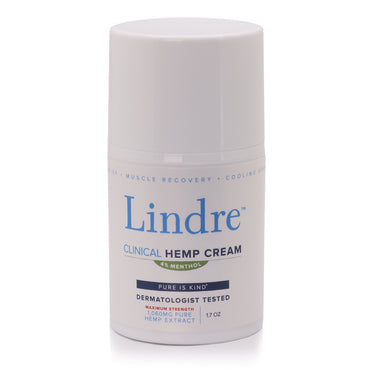 Lindre Maximum Strength Hemp Cream (with Menthol) for Joint and Muscle Recovery. Back, Neck, Knees, Hands, Itch. Dermatologist Tested